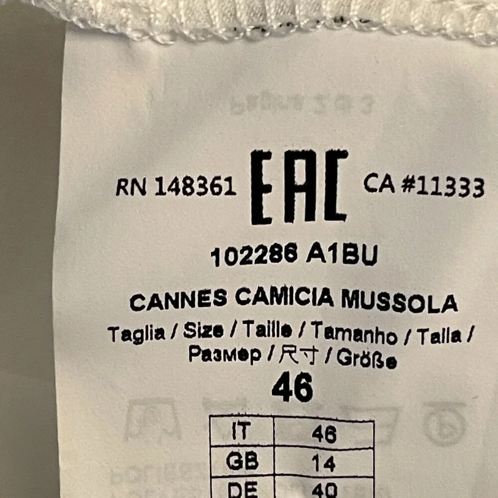 New. Gorgeous 100% Cotton EAC-Camicia Cannes Mussola: Size 46 - Picture 10 of 14